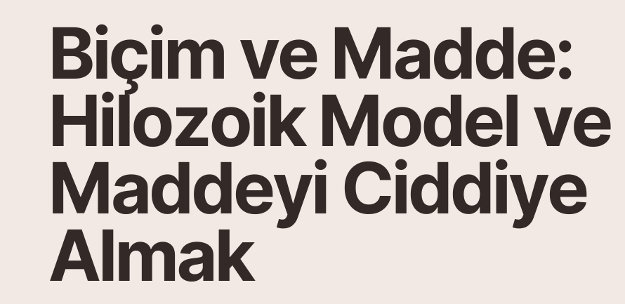 Oğuz Karayemiş - Hilozoik Model ve Maddeyi Ciddiye Almak